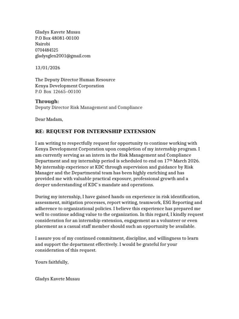 Request for Internship Extension 2 | PDF