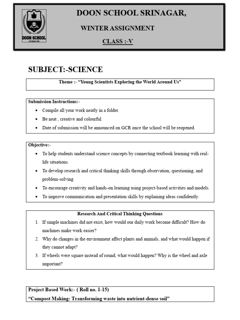 Grade 5 Winter Assignment | PDF | Qr Code | Gulliver's Travels