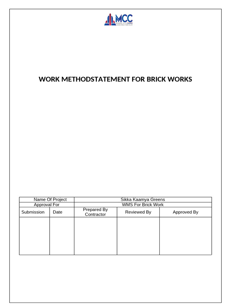 Wms- Brick Work | PDF | Brick | Building Engineering