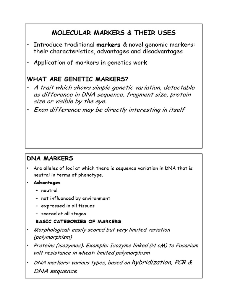 Molecular Markers | PDF | Microsatellite | Genetics