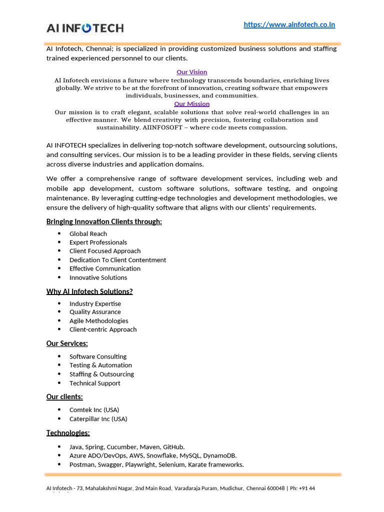 AI INFOTECH Company Profile | PDF | Software | Software Development