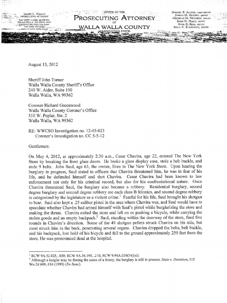 Prosecutor's Letter Declining Prosecutino of John Saul | PDF