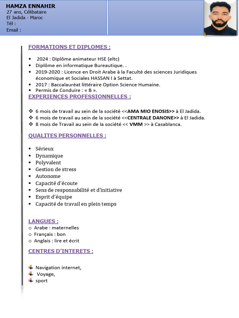 CV Hamza - Copie | PDF