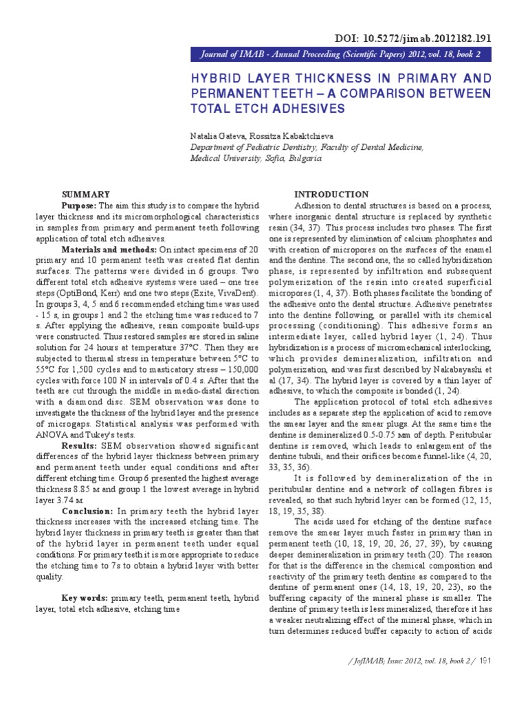 7 SEC Etching Time, IN PRIMARY TEETH 2012 PDF Tooth Enamel Tooth