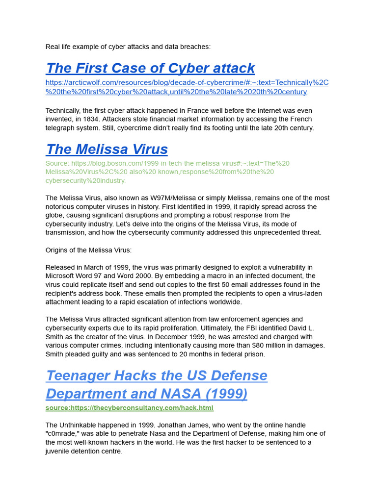 Real life example of cyber attacks and data breaches | PDF | Security ...