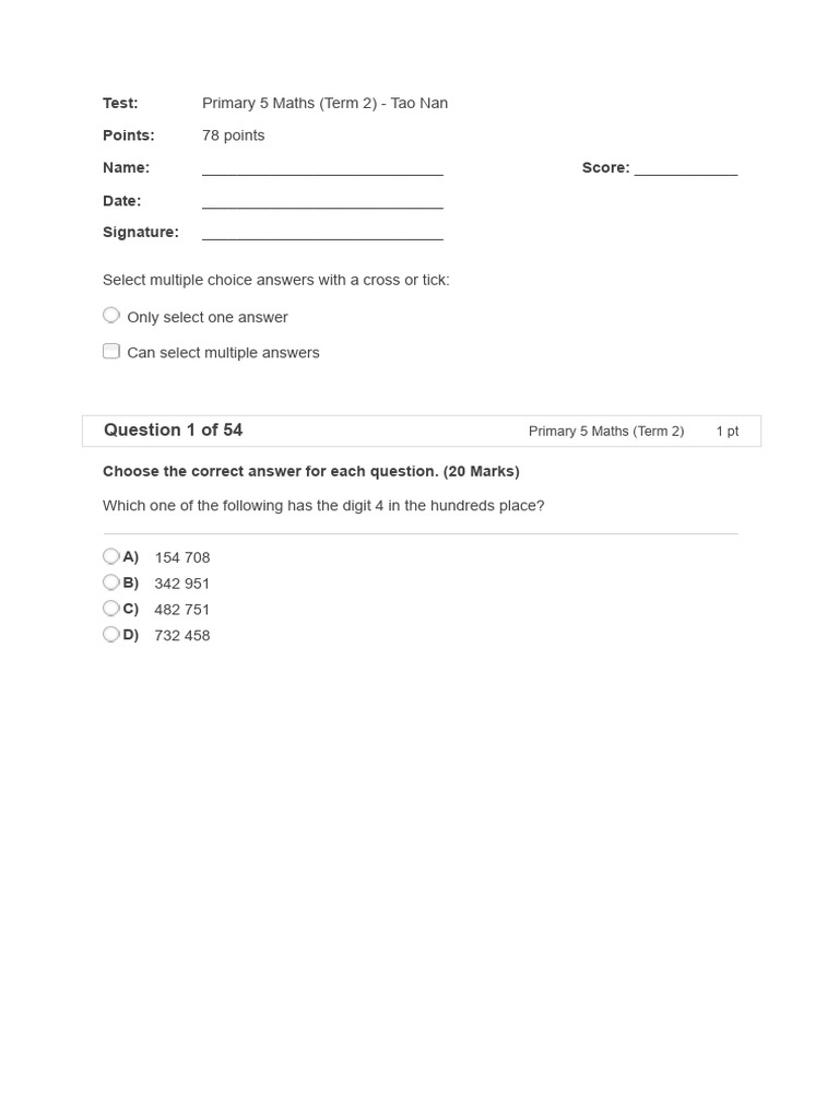Primary 5 Maths Term 2 - Tao Nan - Compressed - 1632375963 | PDF ...