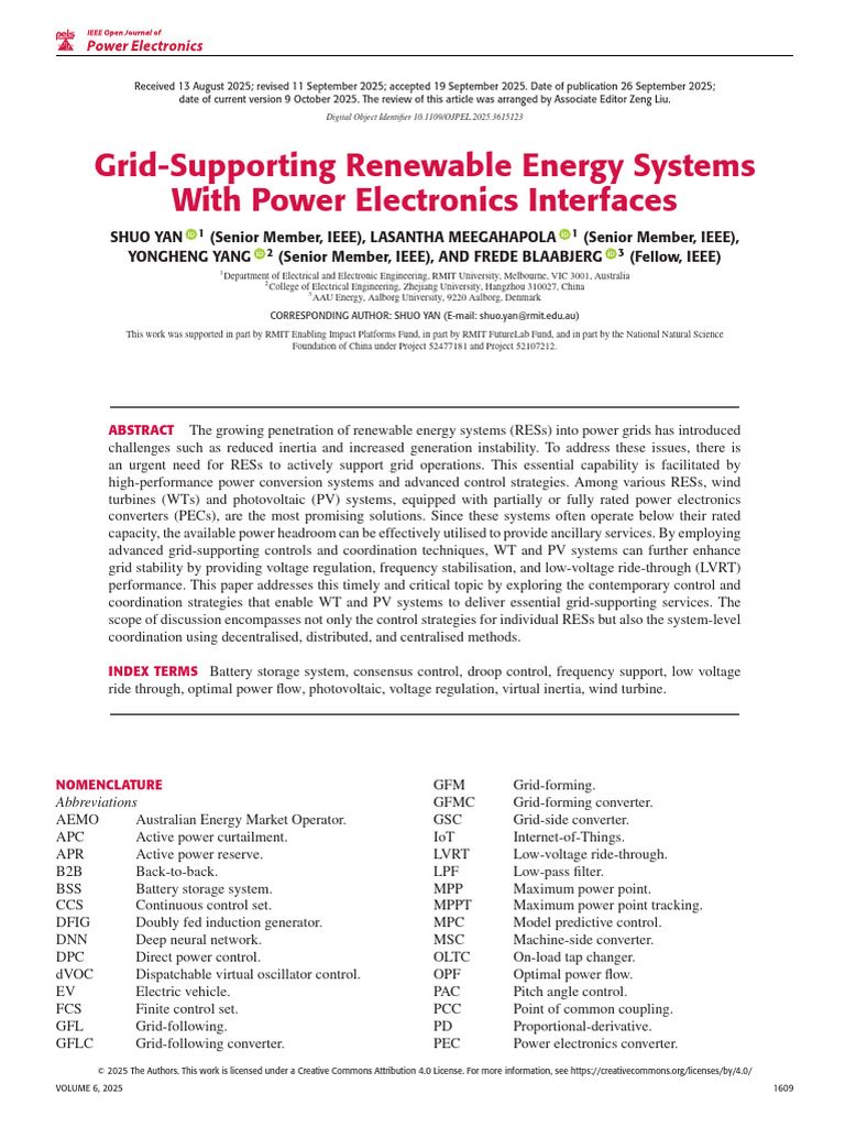 Grid-Supporting Renewable Energy Systems With Power Electronics ...