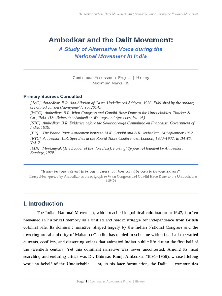 Ambedkar Dalit Movement Essay Final | PDF | Dalit