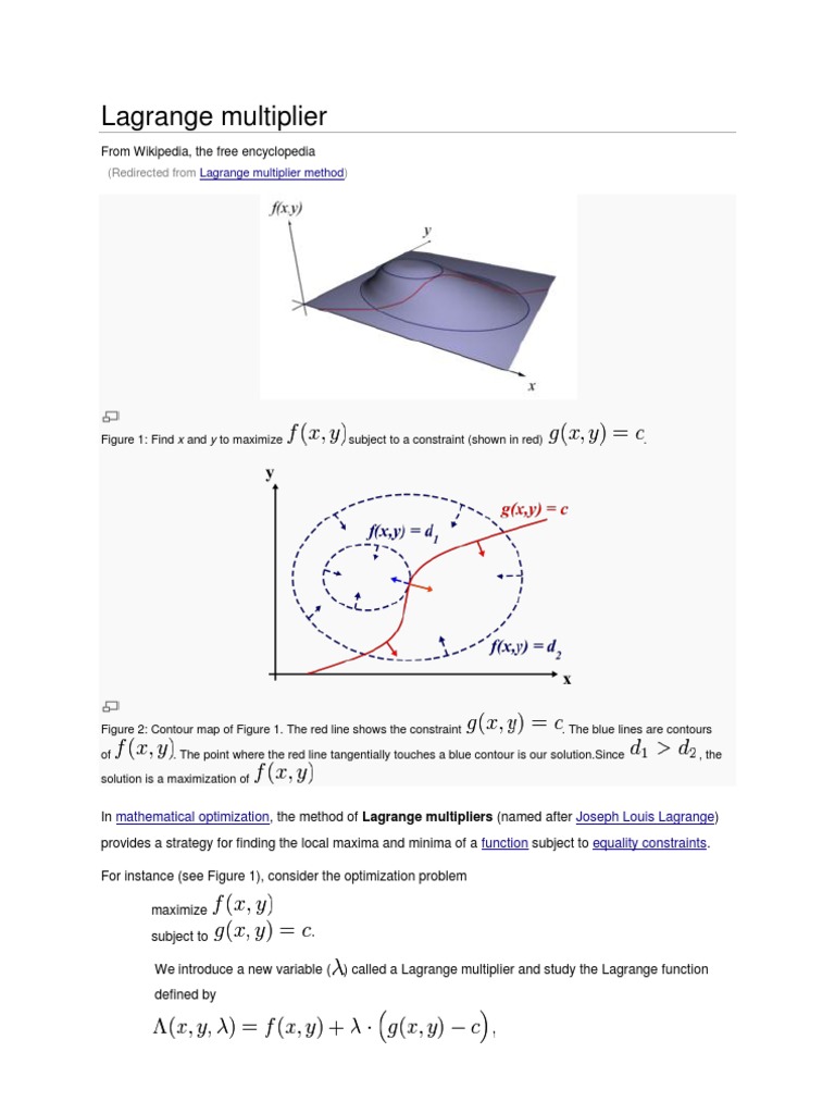Lagrange Multipliers in Optimization | PDF | Mathematical Analysis ...