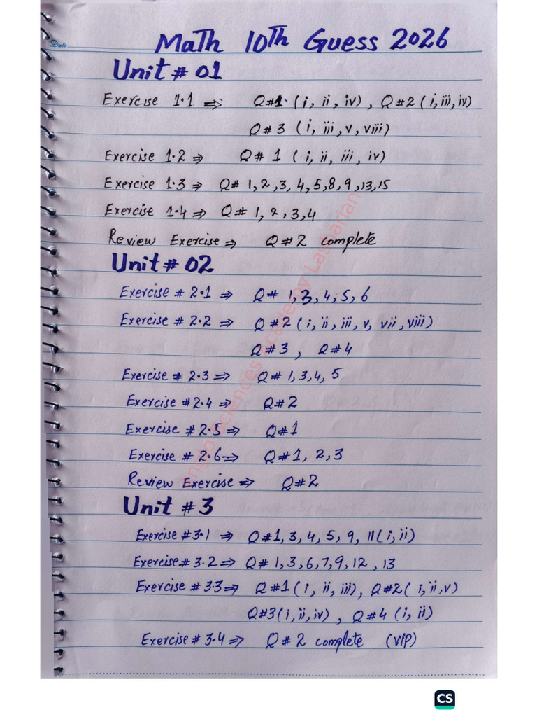 10th Math VIP Guess 2026 by Arshad Ali | PDF