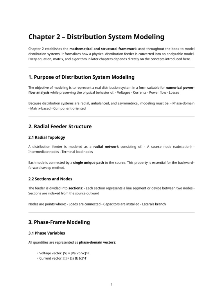 Chapter 2 – Distribution System Modeling (Complete Summary) | PDF ...