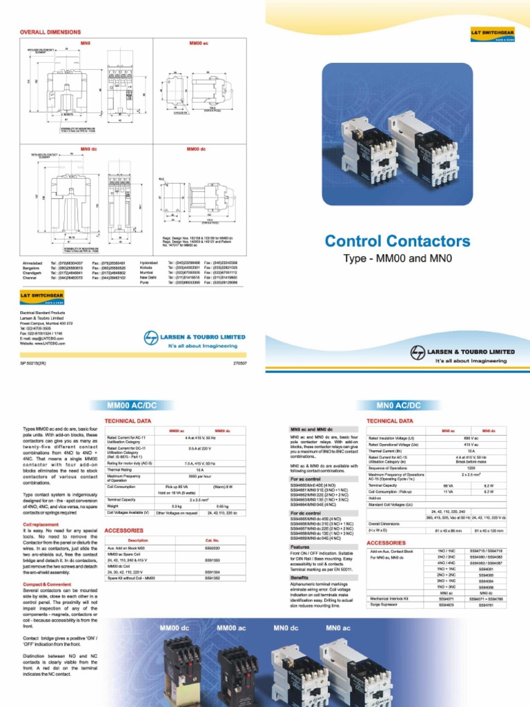 ContactorsType MN00 Ac Contactor | PDF | Alternating Current | Inductor