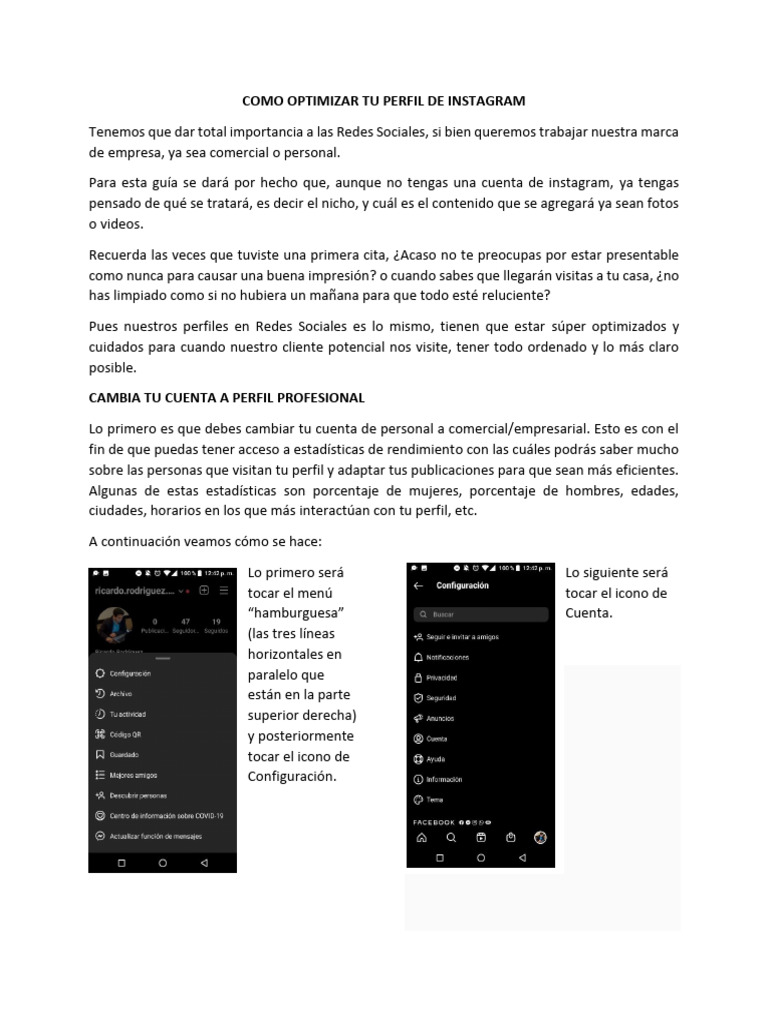 Como Optimizar Tu Perfil de Instagram | PDF