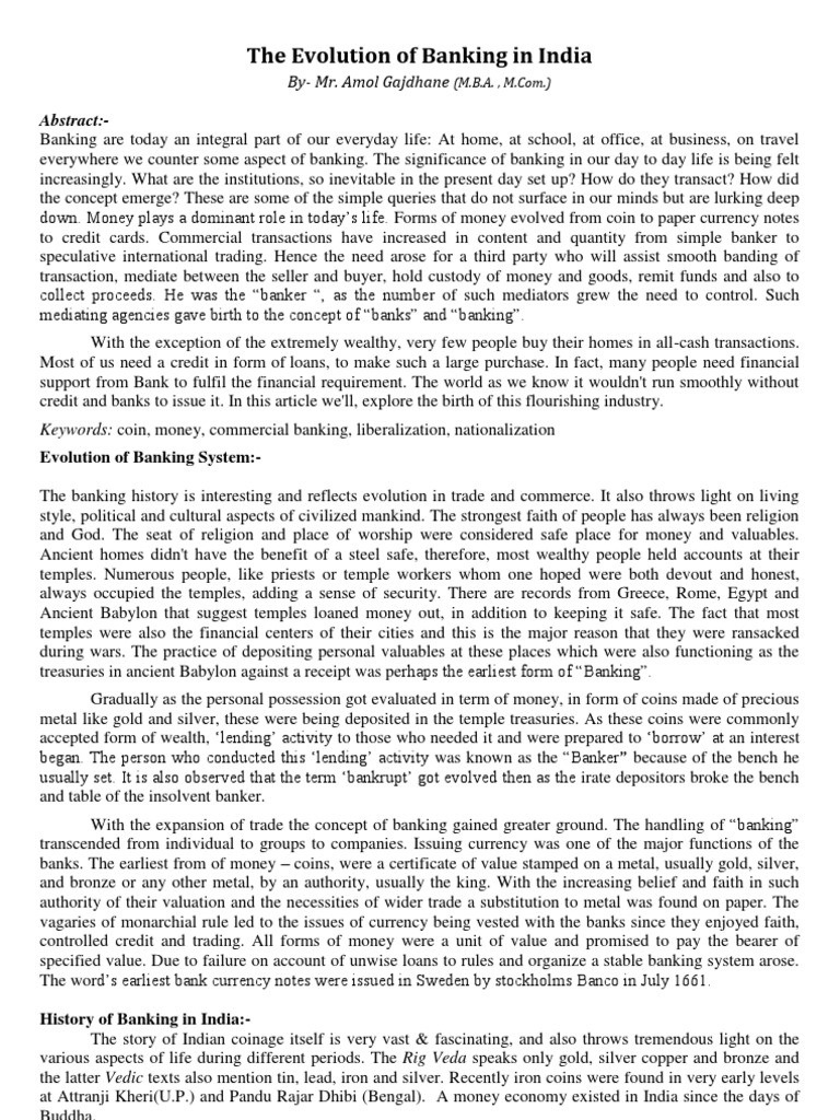 The Evolution of Banking in India | PDF | Money | Banks
