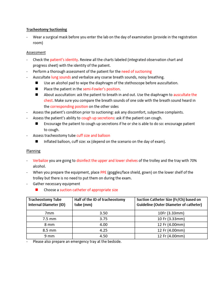 NURS6305_supplementary Note on Tracheostomy Suctioning | PDF