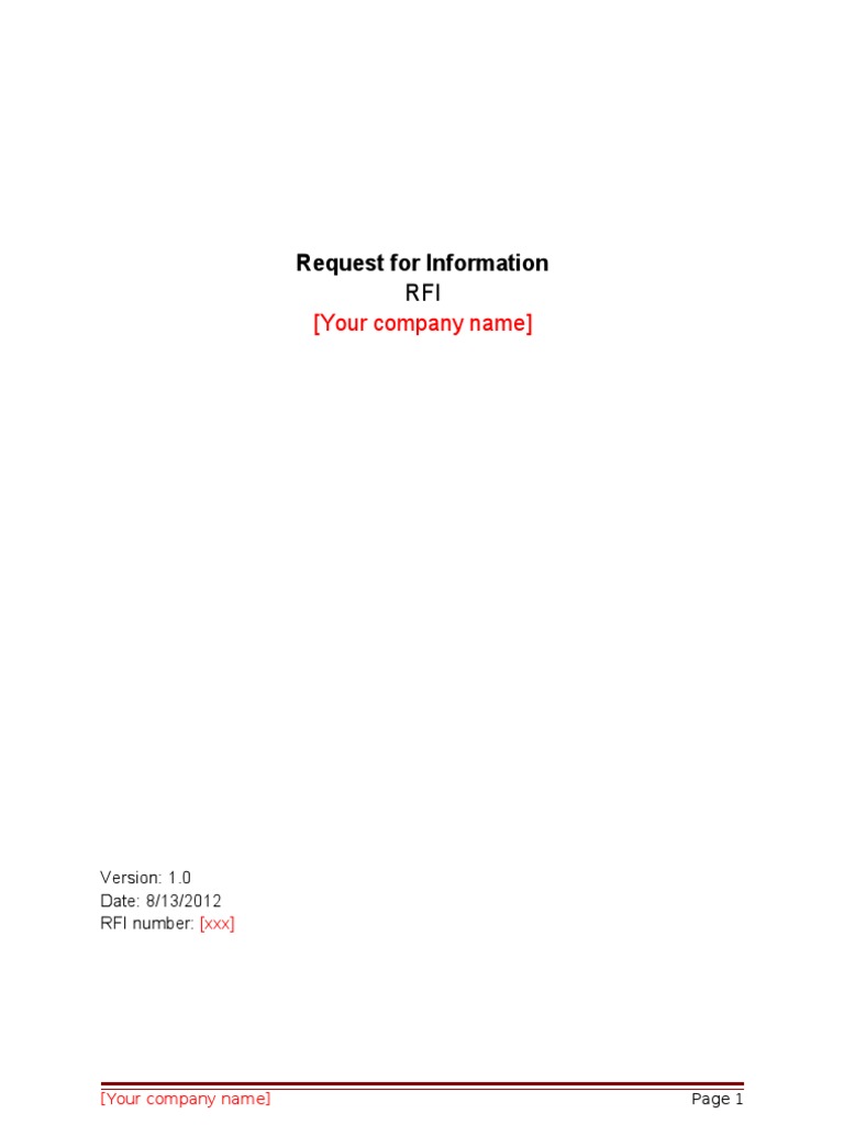 RFI Template for Supplier Evaluation | PDF | Request For Information ...