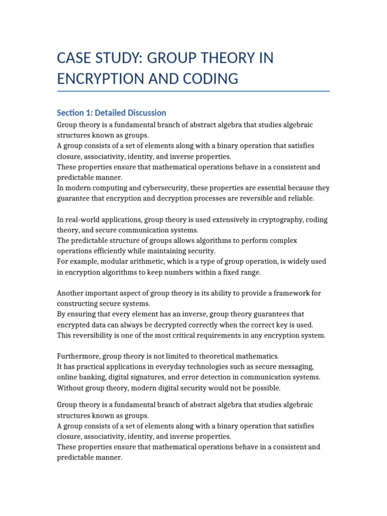 Final Long 12 Page Case Study | PDF | Group (Mathematics) | Encryption