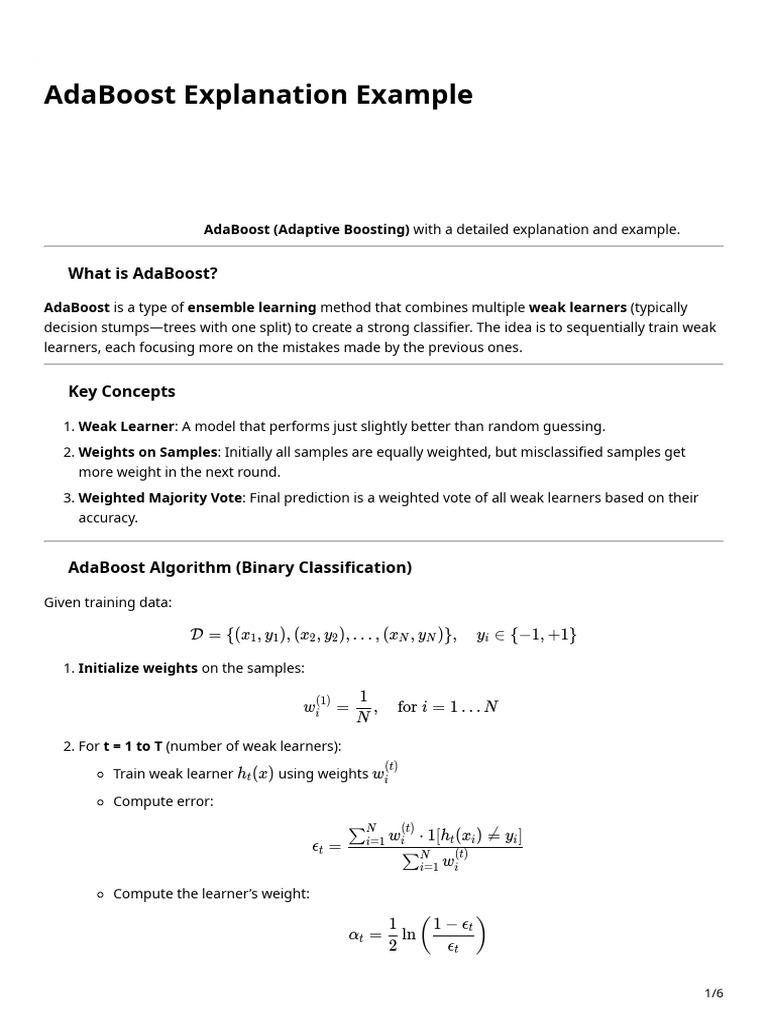 AdaBoost Explanation Example1 | PDF