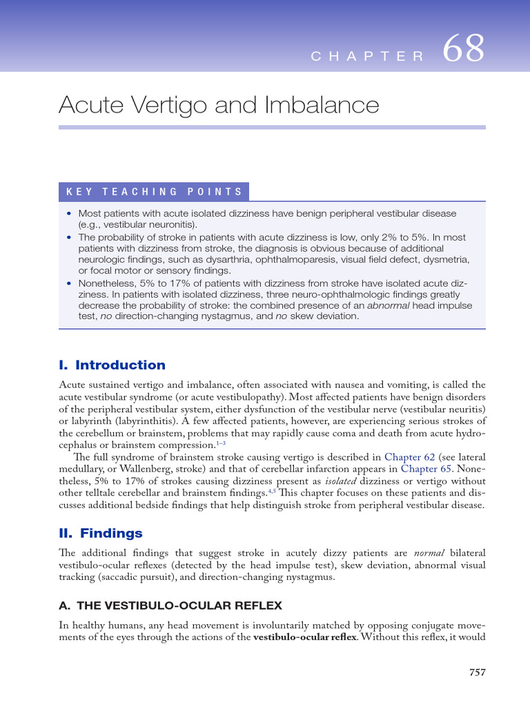 Acute Vertigo and Imbalance Evidence-Based-Physical-Diagnosis-6 | PDF ...