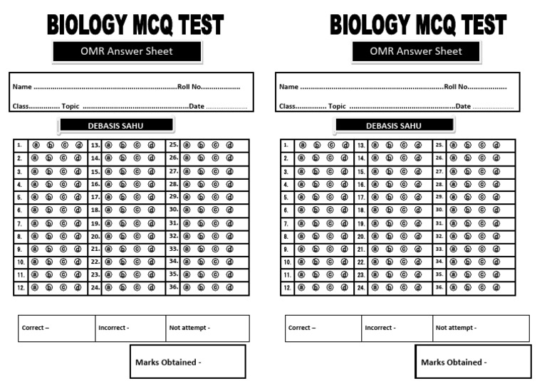 Omr Sheet - Copy | PDF