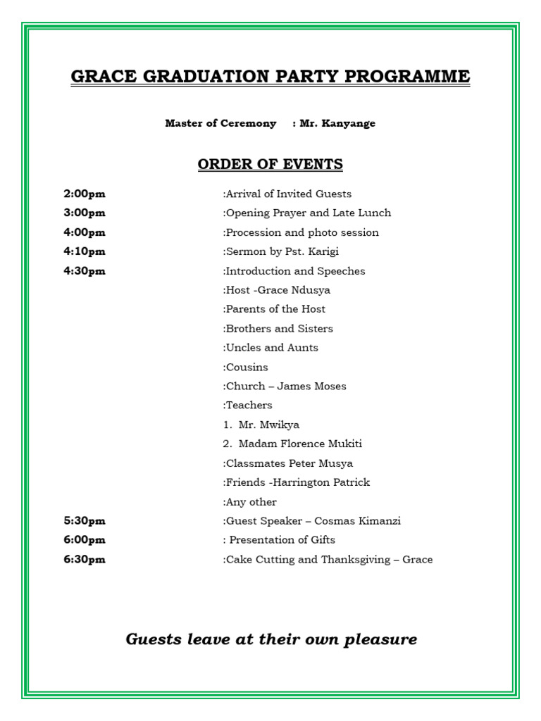 Grace Graduation Party Programme | PDF