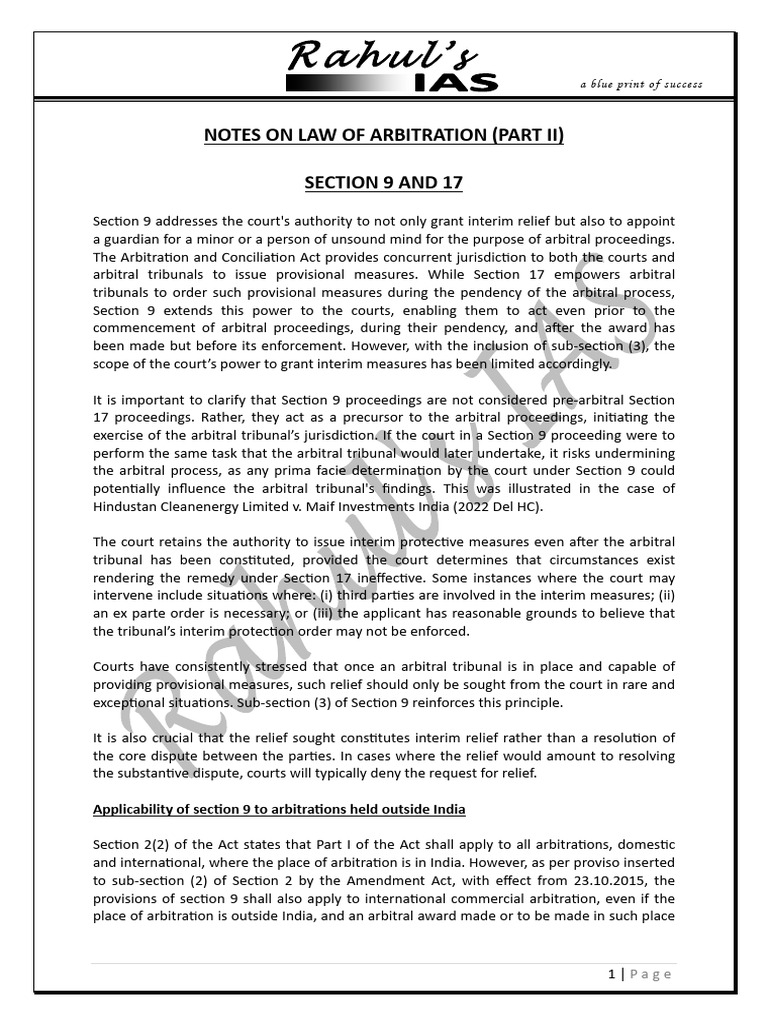 Notes Part II of A&c Act | PDF | License | Arbitration