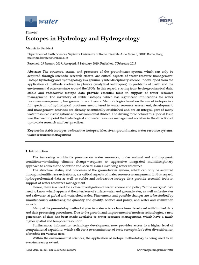 Isotopes in Hydrology and Hydrogeology | PDF | Hydrology | Groundwater