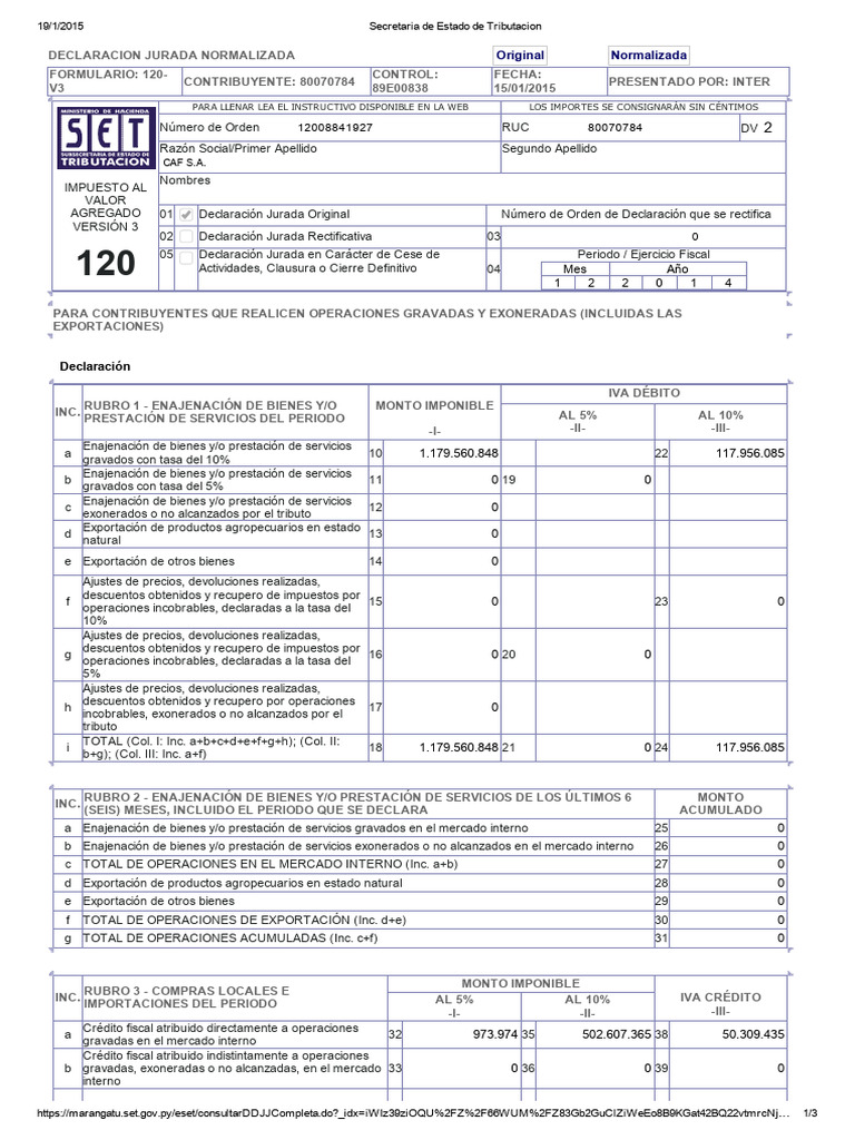 Iva Dic. 2014 | PDF | Impuestos | Impuesto al valor agregado