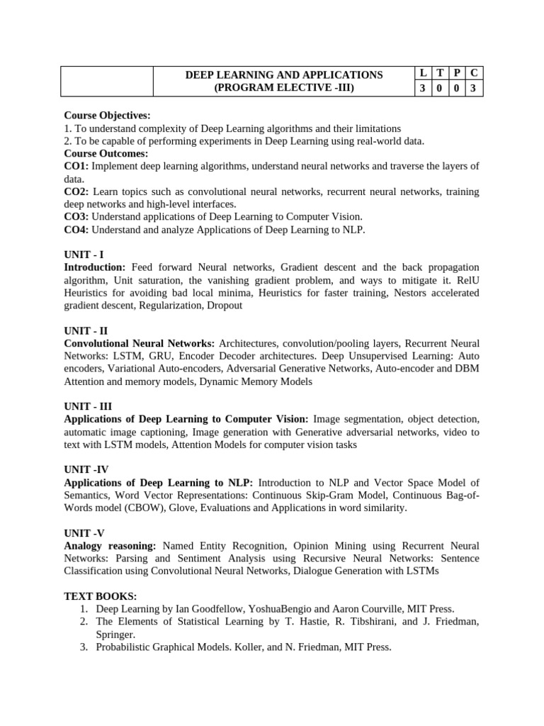 Deep Learning and Applications | PDF | Deep Learning | Machine Learning