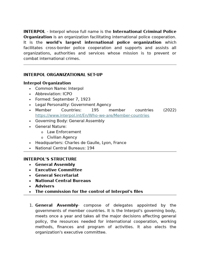 Interpol (1) | PDF | Police | Crimes