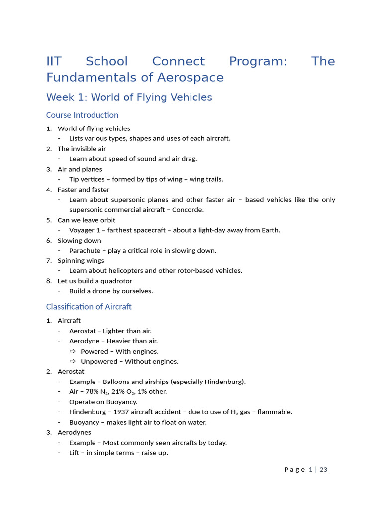 IIT School Connect Program | PDF | Flight Control Surfaces | Lift (Force)