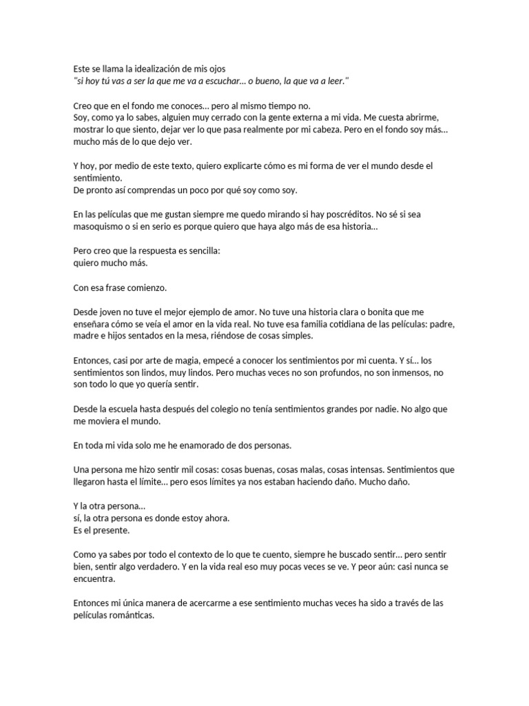 La idealización de mis ojos 4 | PDF | Amor | Verdad