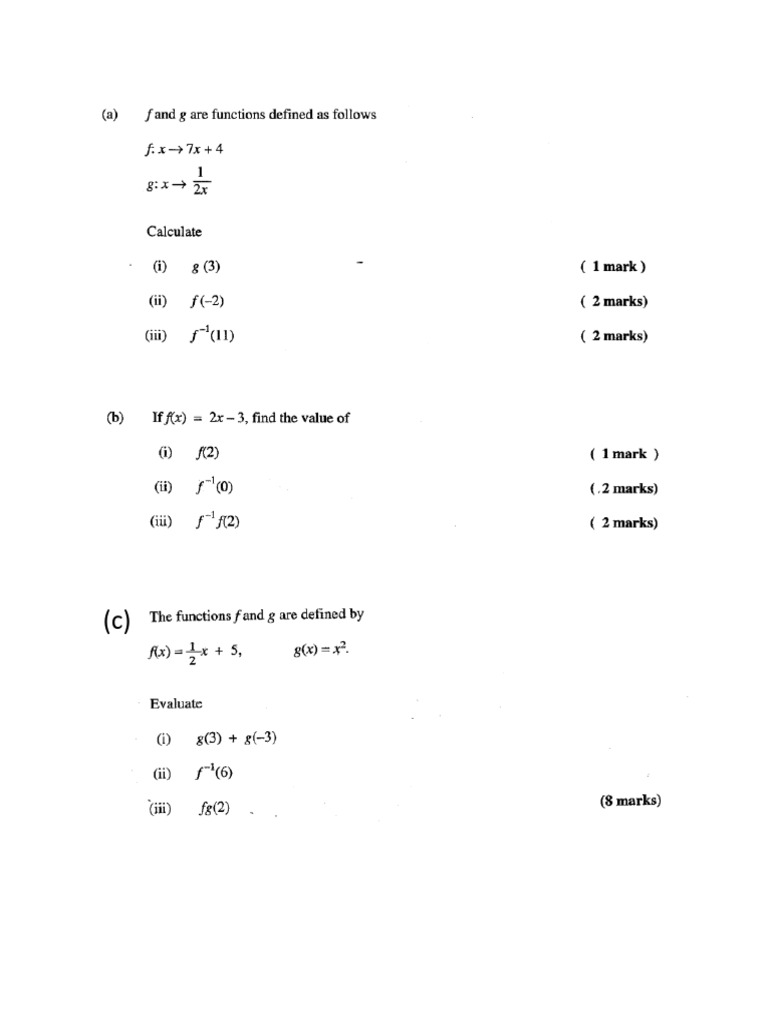 Functions CSEC Questions | PDF