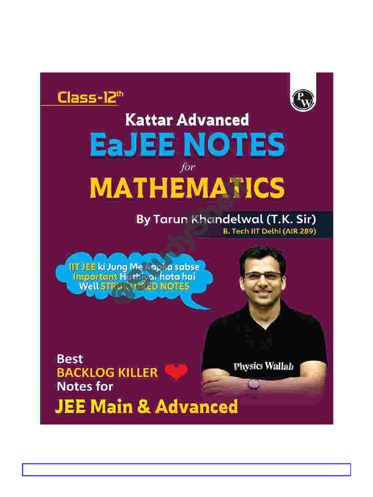 TK Sir Maths EaJEE Class 12th by @StudyShelf - 260318 - 141407 | PDF