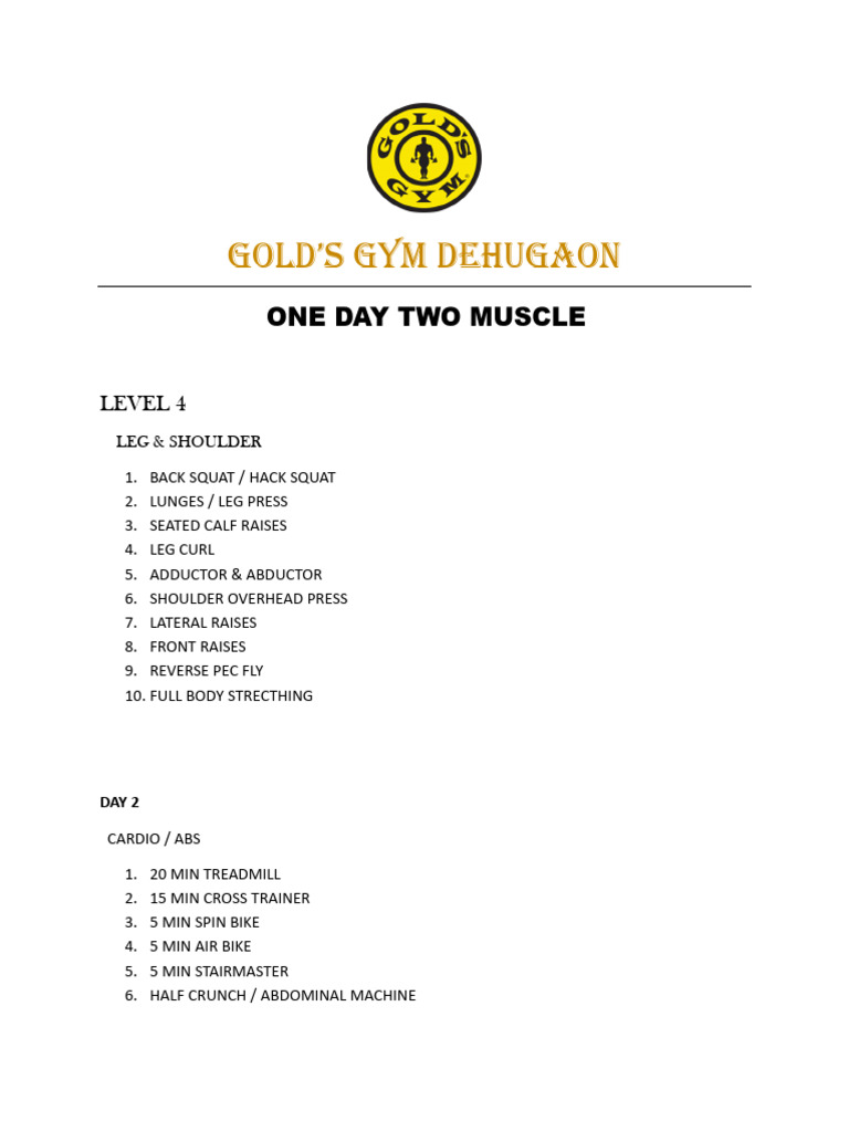 Work Out.pdf One Day Two Muscle | PDF