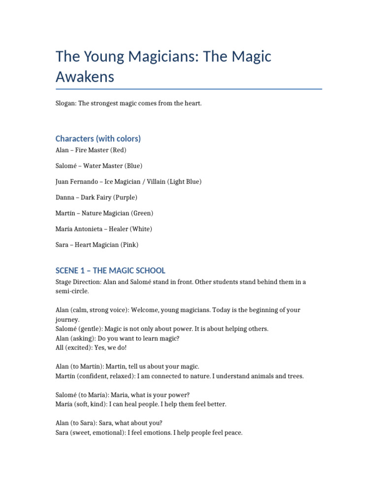 The Young Magicians Script | PDF