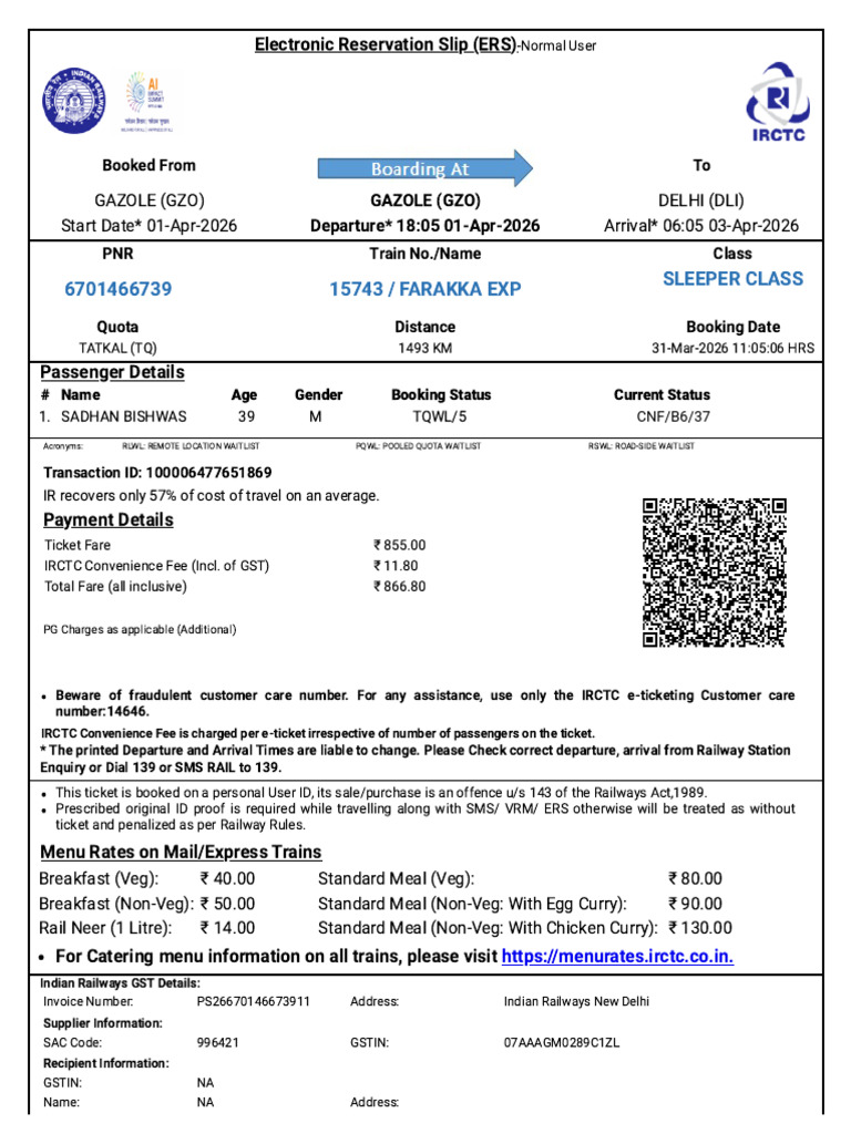 irctcticket | PDF | Identity Document