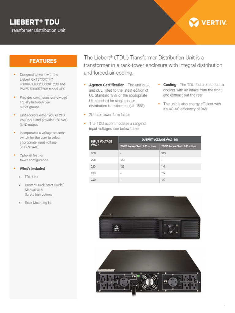 TDU Transformer Distribution Unit | PDF