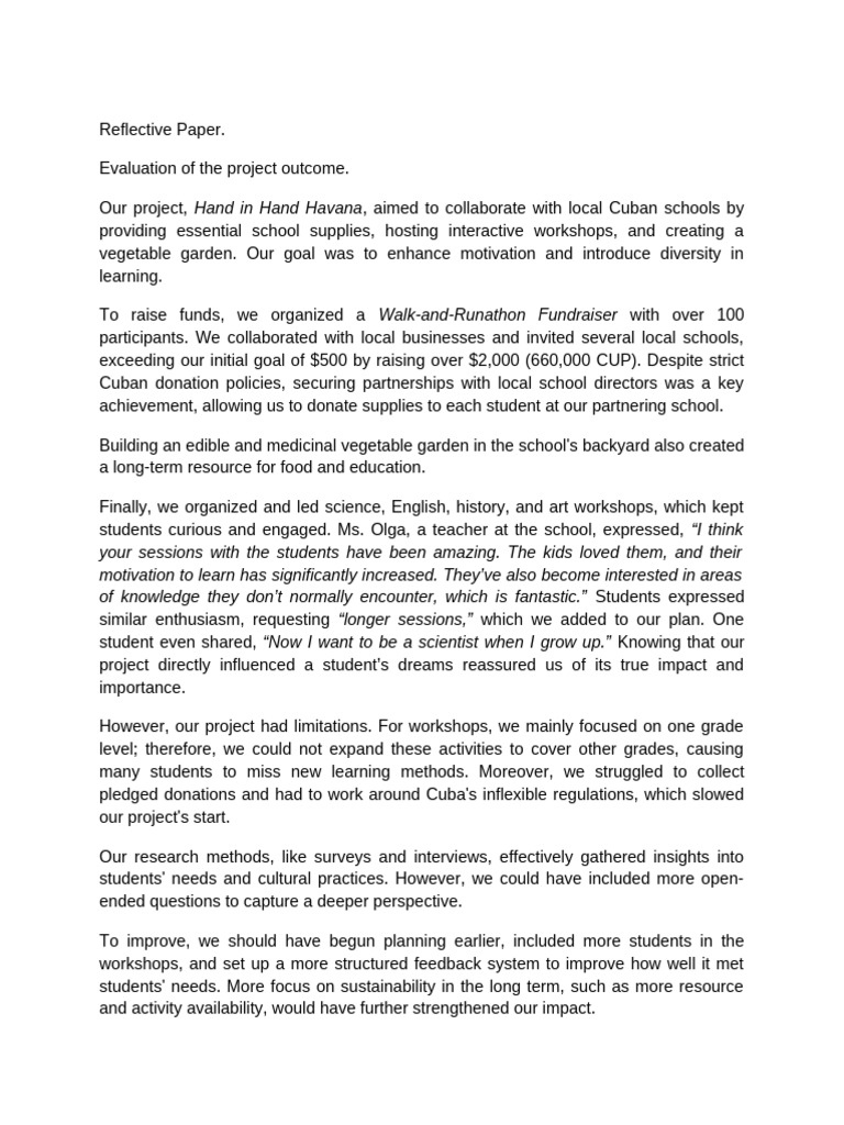 Sample Reflective Paper | PDF | Cognition