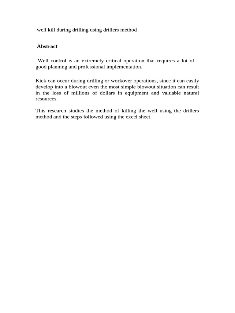 Well Kill During Drilling Using Drillers Method | PDF