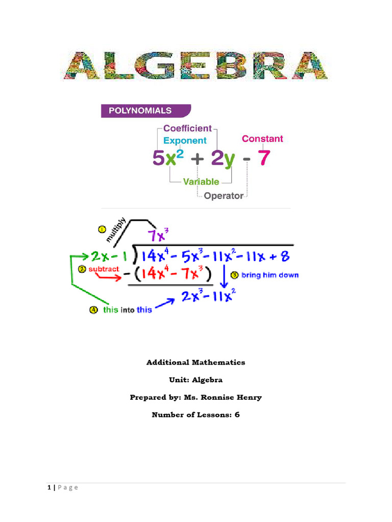 Algebra - Lesson 2 Notes 2024-25 | PDF | Polynomial | Mathematical Analysis