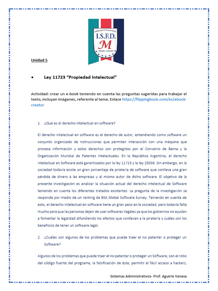 Ley 11723 Protección Intelectual | PDF | Software | Software libre