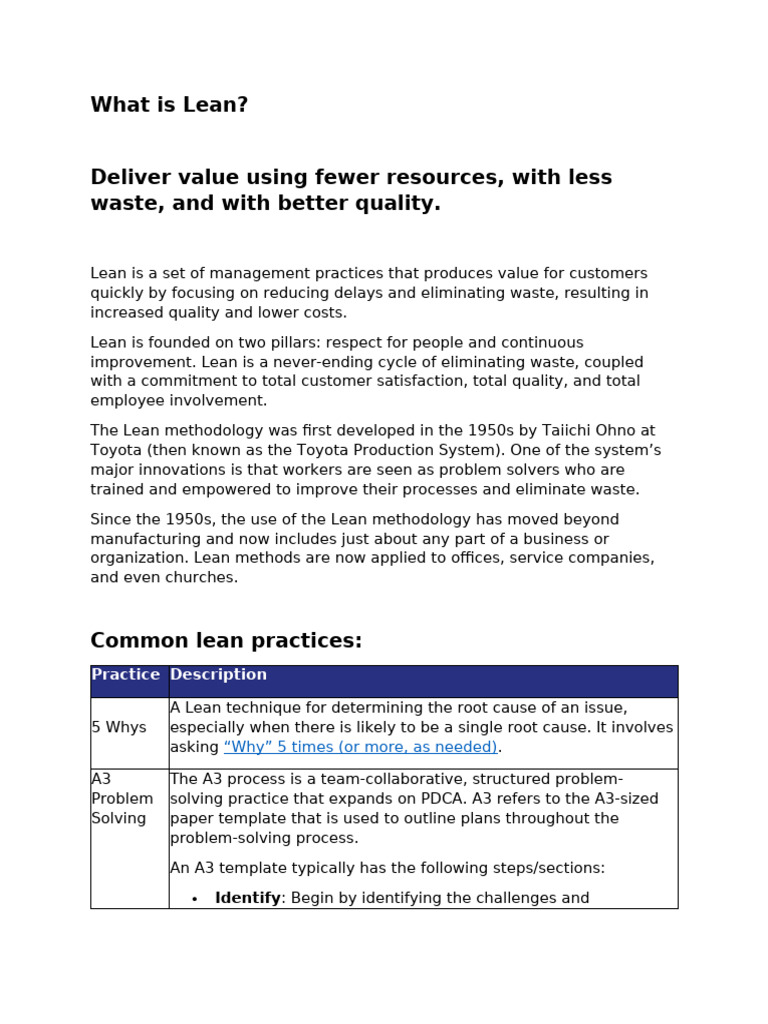 What Is Lean | PDF | Lean Manufacturing | Performance Indicator