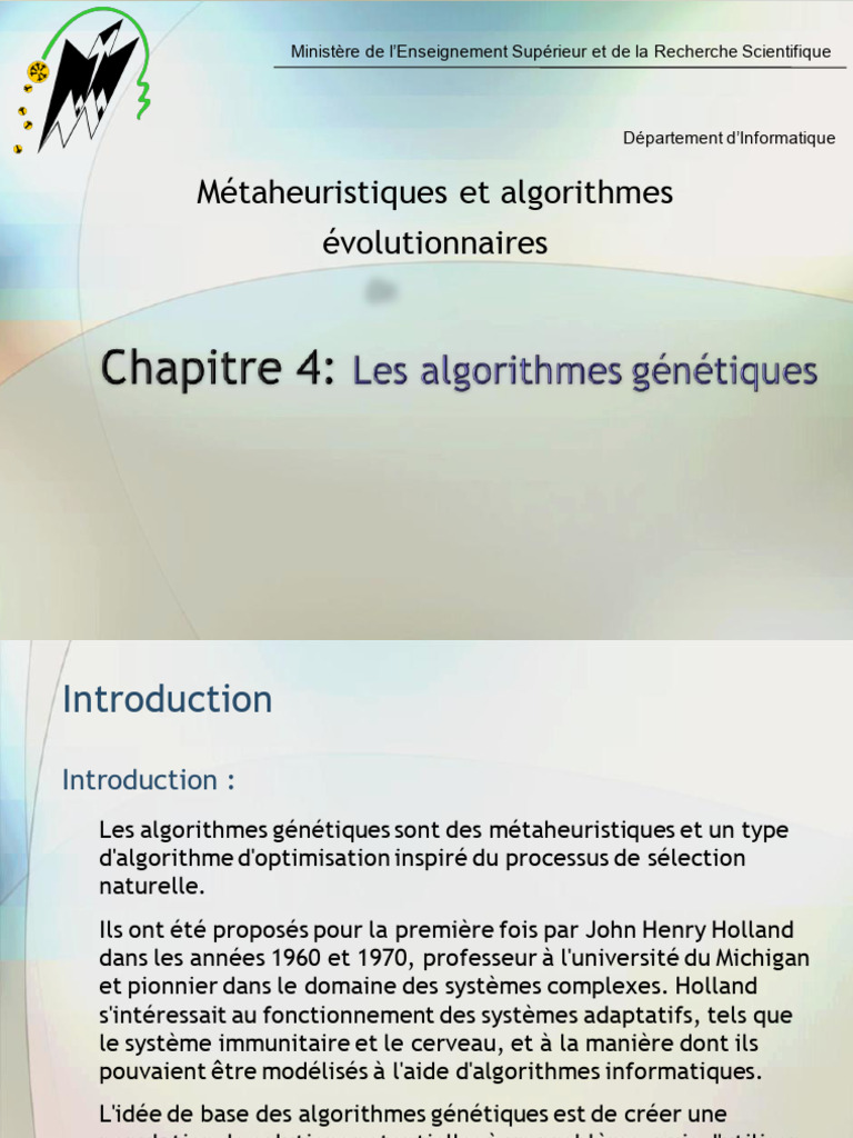 Chapitre 4 | PDF | Algorithme génétique | Optimisation mathématique