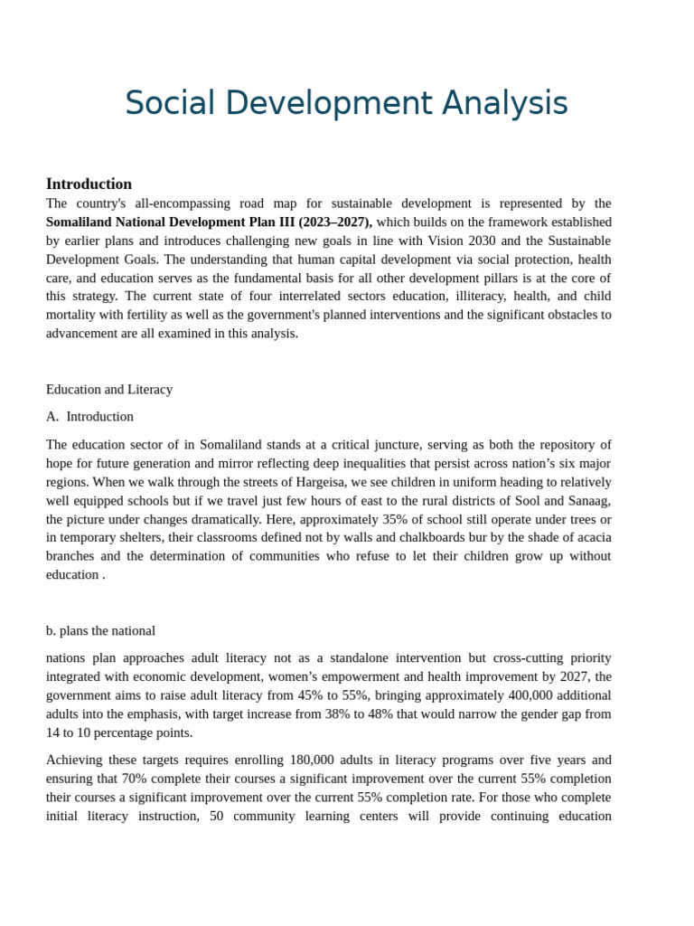 Social Development Analysis | PDF | Family Planning | Child Mortality