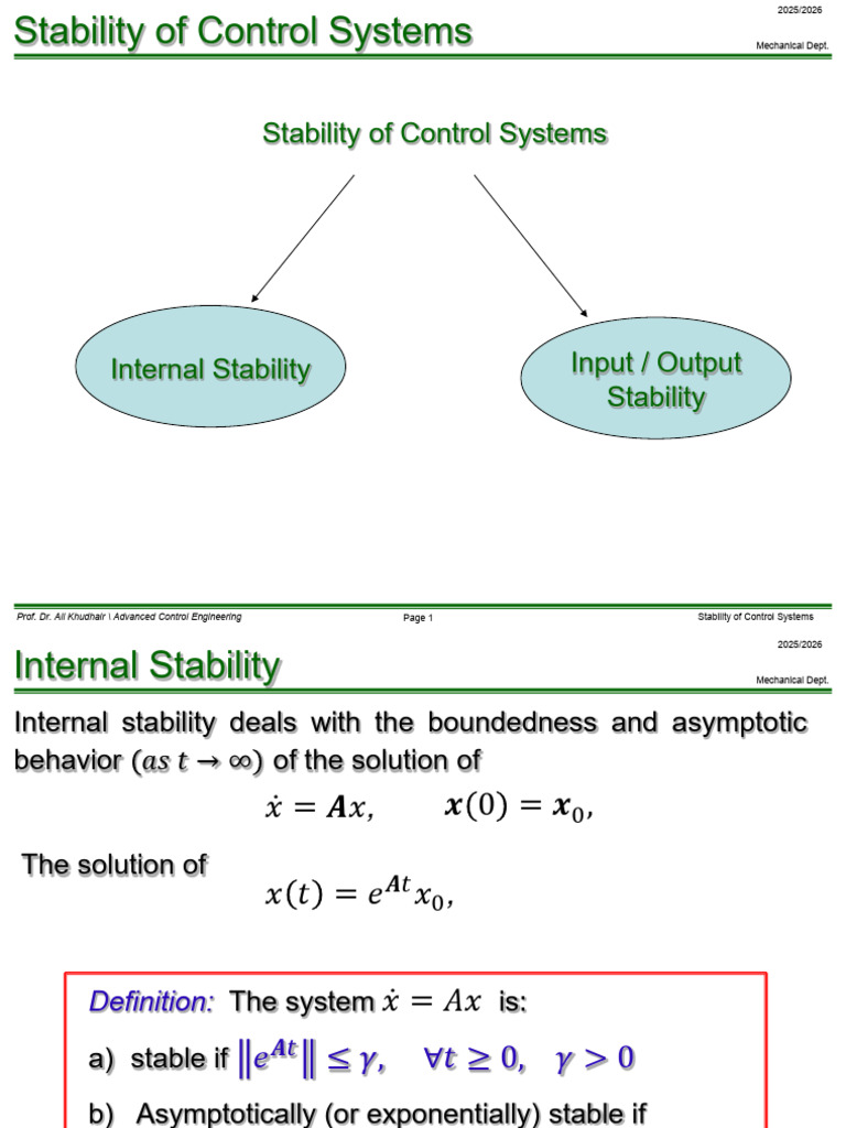 Chap #5 Stability of Control Systems (1) | PDF | Stability Theory ...