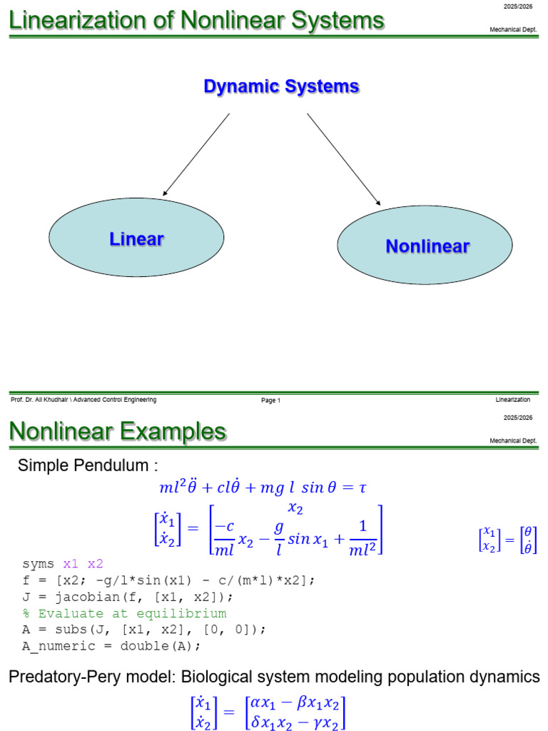 Linearization (1) | PDF | Nonlinear System | Derivative