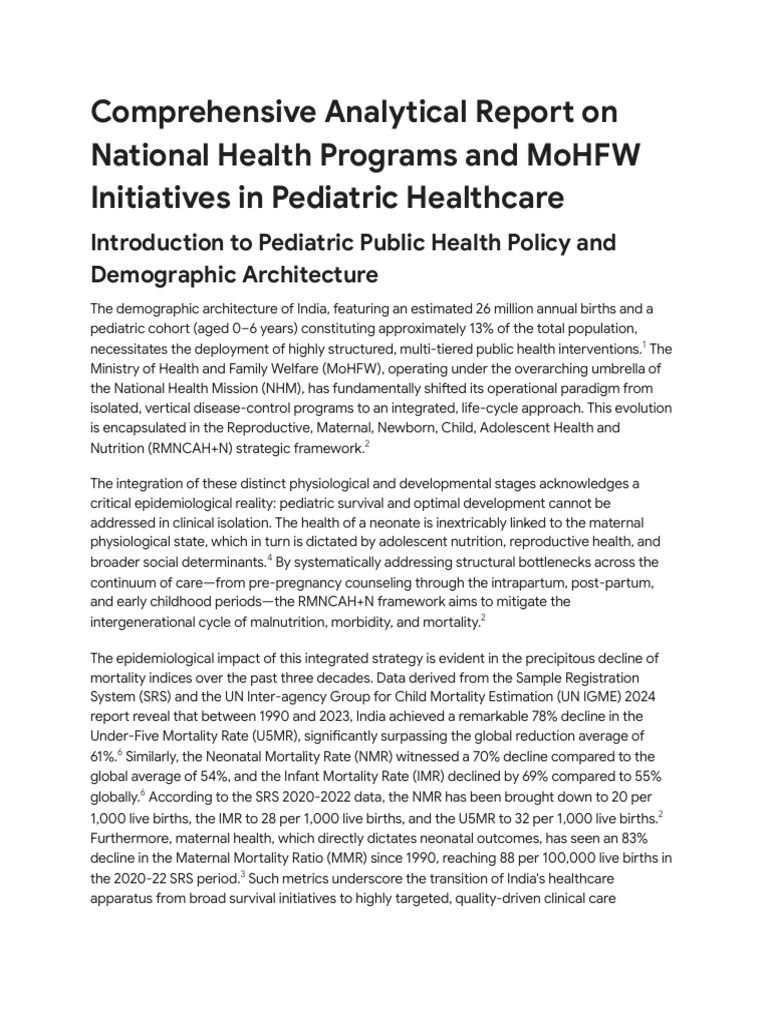 Comprehensive Analytical Report on National Health Programs and MoHFW ...