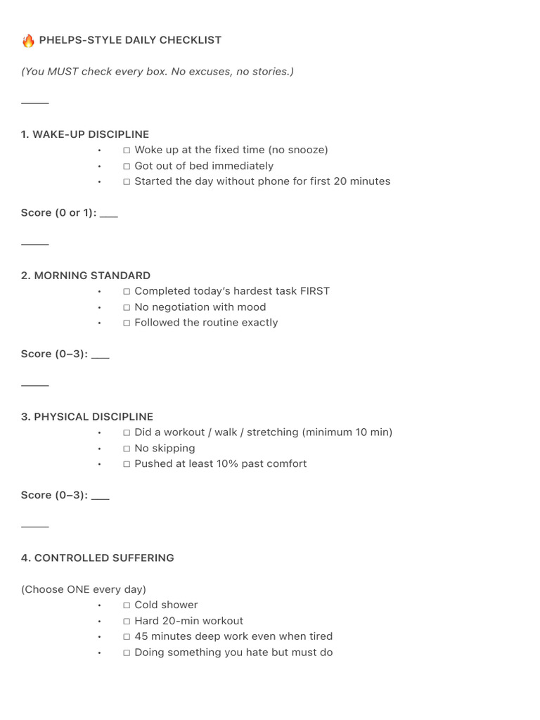 ? Phelps-style Daily Checklist | PDF | Chess Theory | Chess