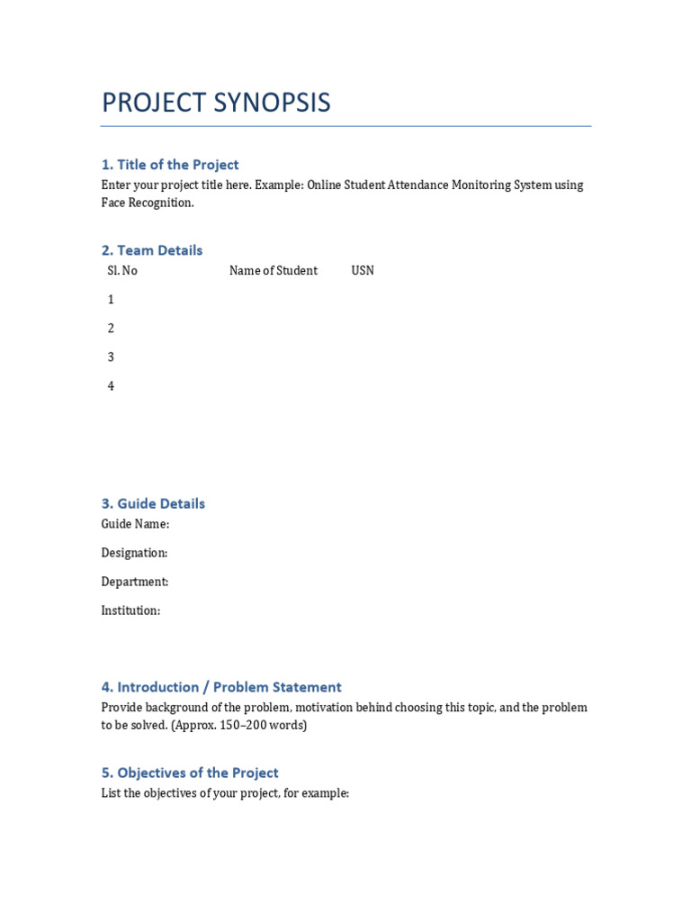 ProjectPhase1 Synopsis Format CSE | PDF